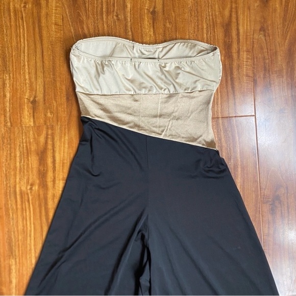 Forever 21 Women's Champagne Black Strapless Wide Leg Jumpsuit Size Small Party - Picture 6 of 16